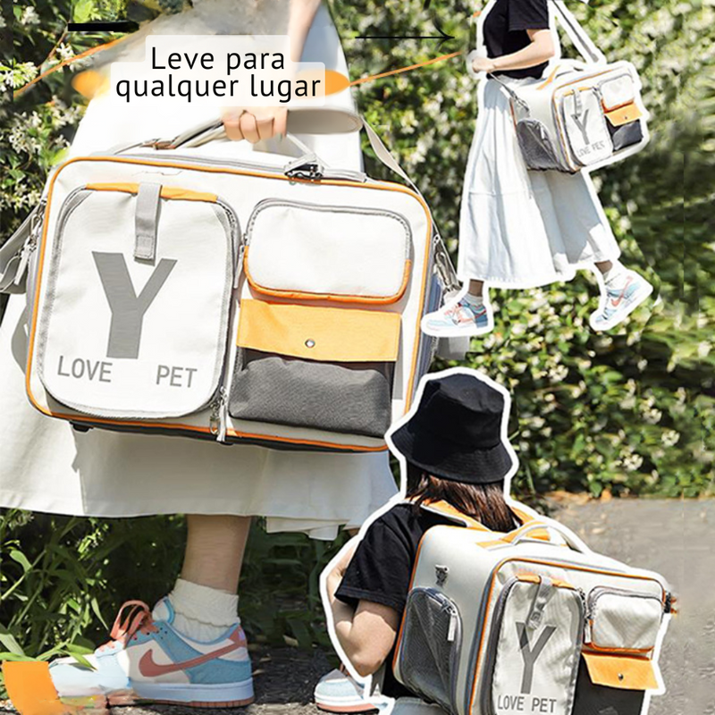 Mochila Ventilada para Pets (Até 15kg) - Confortável e Segura