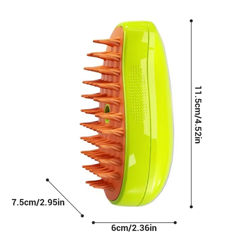 Dimensões da escova a vapor pet verde