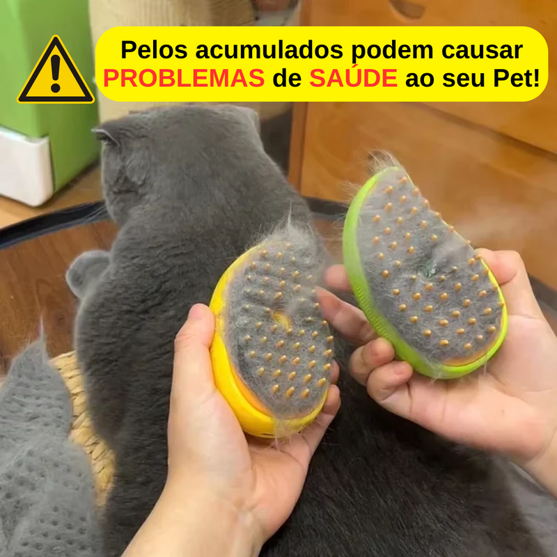Escova a Vapor 3 em 1 Para Pets - Remove Pelos, Higieniza e Massageia!